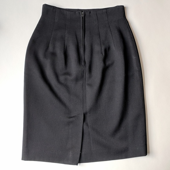 Vintage Ann Taylor Black Pencil Skirt Classic Wool - Picture 2 of 8